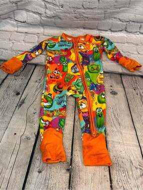 Sugar Swan Veggie Tales Bamboo Zippie Romper